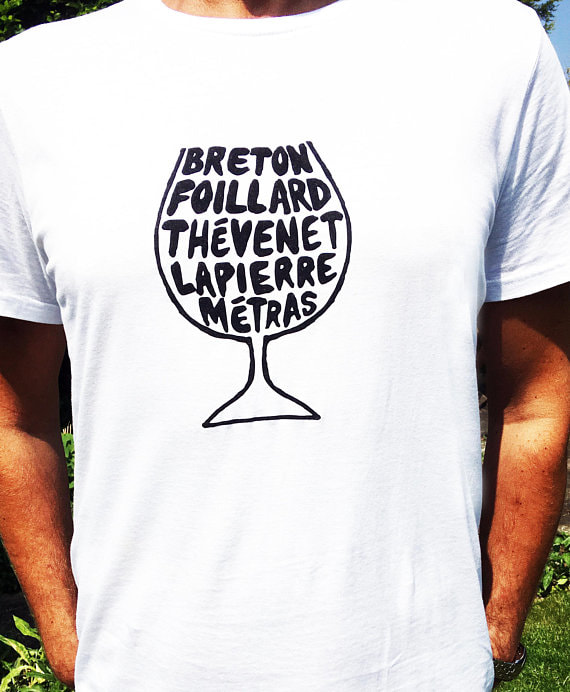 Beaujolais natural wine t-shirt - Marcel Lapierre, Guy Breton, Jean Foillard, Jean-Paul Thevenet, Yvon Metras.